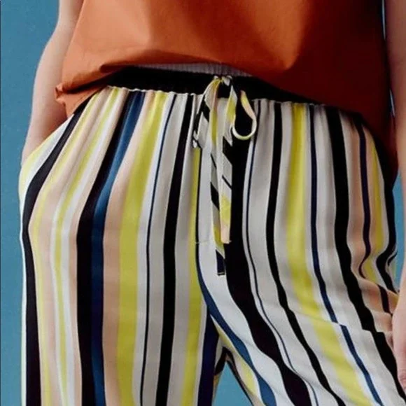 Anthropologie x Peter Som NWT Pants XS Petite Exclusive Navy Yellow Stripe xsp - Picture 3 of 4